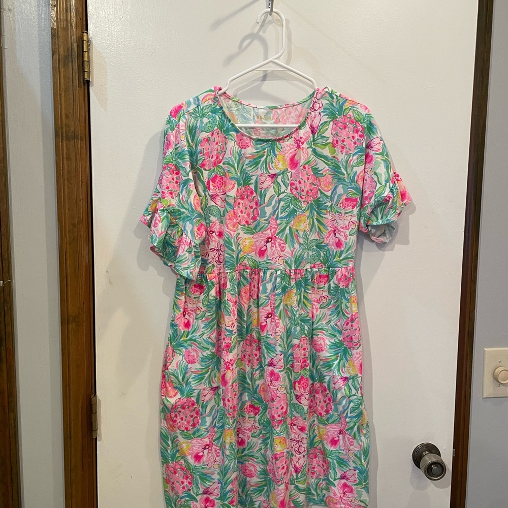 Floral Pink and Green Dress Lilly pulitzer baby doll dress